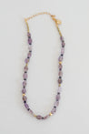 Handmade beaded short minimalist necklace with purple Amethyst semi-precious gemstone beads