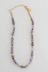 Handmade beaded short minimalist necklace with purple Amethyst semi-precious gemstone beads