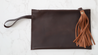 Leather wristlet with tassel