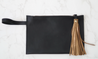 Leather wristlet with tassel