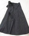 Dark denim straight wrap skirt with neon thread