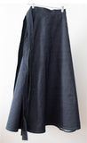 Dark denim straight wrap skirt with neon thread