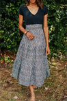 Light Gray with Leopard Print Classic Tiered Wrap Skirt 