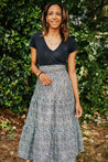 Light Gray with Leopard Print Classic Tiered Wrap Skirt 