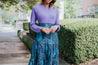 Black with Light Blue Sunflower Classic Tiered Wrap Skirt