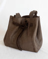 100% genuine pebbled leather and suede tie cinch top tote/handbag handmade by artisans overcoming poverty in Ethiopia