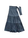 Chambray with Silver Stripe Classic Tiered Wrap Skirt