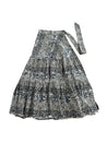 Blue and Ivory Animal Print Wrap Skirt