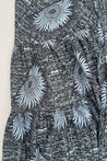 Black with Light Blue Sunflower Classic Tiered Wrap Skirt