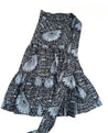 Black with Light Blue Sunflower Classic Tiered Wrap Skirt