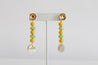 gold plated pendant with beads in yellow and green and marble pendant