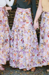 long wrap skirt in pink florals