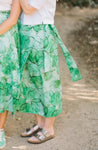 wrap skirt in circle patterns in green