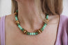 chunky necklac in green and gold