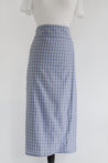 light blue and grey in checkered print warp skirt 