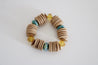 chunky wooden bracelet with yellow crystal beads and multicolored bead
