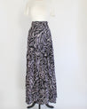 floral pattern long wrap skirt in black and white