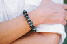 beaded bracelets in onyx and white colors