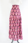 long tiered wrap skirt in shades of pink