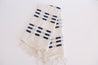 Natural, white hand towel with navy stripes