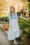 stripe light blue wrap skirt