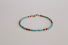 handmade seed beads turquoise and red anklet.