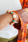 cream, turquoise, and orange bracelet boho 