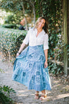 pattern navy blue wrap skirt