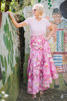 long wrap skirt in pink floral 