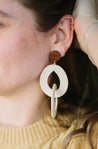 cream woven loop earrings