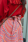 Terracotta Floral Bair Wrap Skirt
