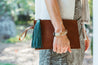Leather wristlet with tassel