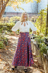 Blue and Red Floral Classic Wrap Skirt
