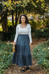 Navy w/ Festive Dots Classic Tiered Wrap Skirt