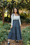 Navy w/ Festive Dots Classic Tiered Wrap Skirt