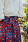 Blue and Red Floral Classic Wrap Skirt