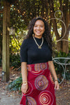 Burgundy and Gold Circle Blair Wrap Skirt