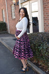 Pink and Black Wave Midi Tiered Wrap Skirt