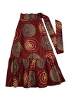 Burgundy and Gold Circle Blair Wrap Skirt