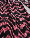 Pink and Black Wave Midi Tiered Wrap Skirt