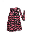 Pink and Black Wave Midi Tiered Wrap Skirt